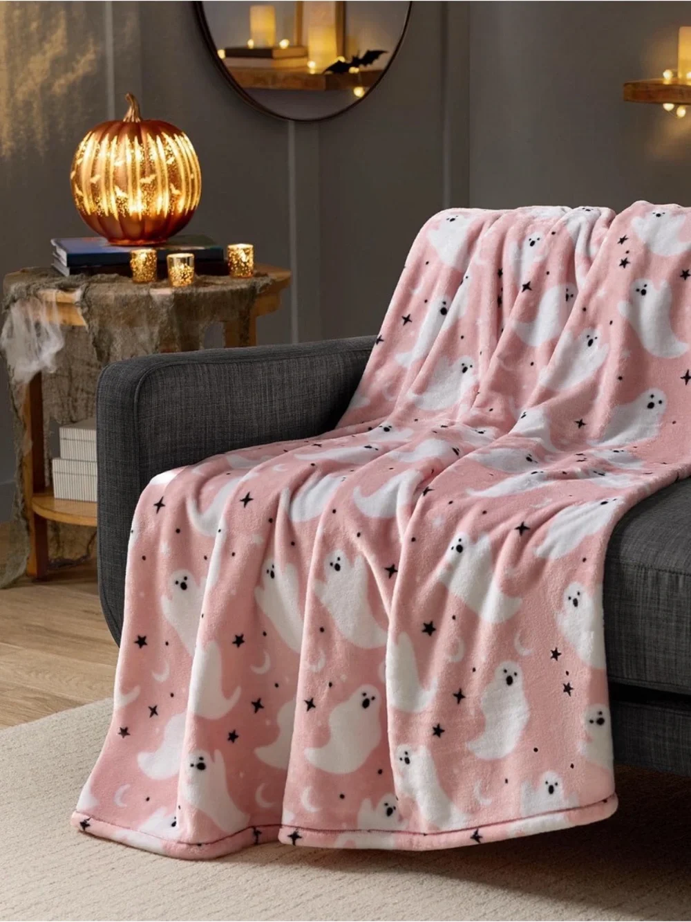Pink Ghost Plush Oversized Throw Blanket - 60x70